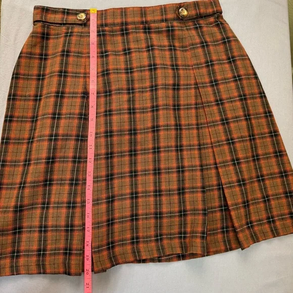 White Stag skirt women 12 vintage pleated plaid flannel mini brown - Picture 8 of 8